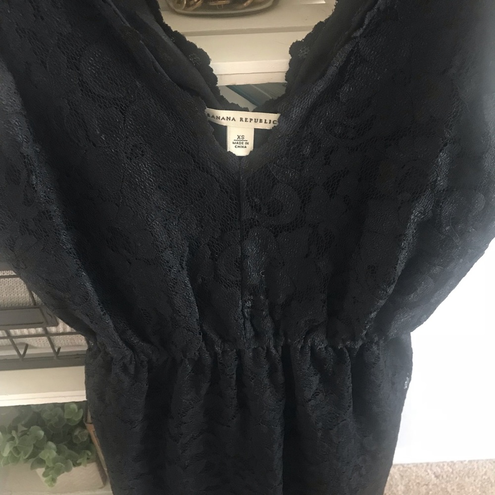 💐 Banana Republic Black Lace V Neck Dress Sz XS - Picture 4 of 5